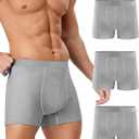 YESWEL Men's Incontinence Underwear, Leak Proof Washable Reusable Cotton Boxer Brief, Heavy Flow Bladder Leak 3 Pack (Grey, Small)
