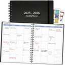 3 x Monthly Planner 2025-2026 (7.4'' x 9.6''), 18 Months Calendar Planner from Jul 2025-Dec 2026, 2025 Agenda with Pocket, 120GSM Paper, Black