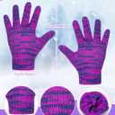 Senker Fashion Winter Kids Hat and Gloves Set for Boys Girls Toddler Pompom Knit Thick Warm Fleece Lined Cold weather (Pink Purple)