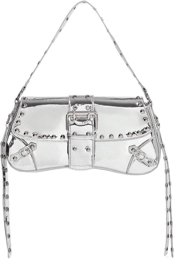 Verdusa Women's Shoulder Bag Y2K Handbag Cute Trendy Goth Studded Rivet Punk Purse