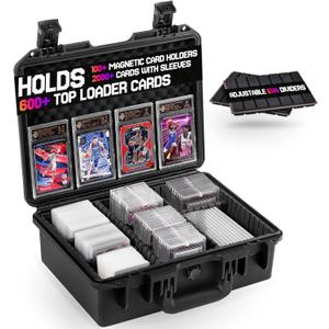 Card Case for Sport Cards Storage, Graded Trading Card Storage Box for 3" x 4" 35pt Rigid Card Sleeve, Waterproof Card Organizer Box with 9 Dividers for BCW MTG TCG Zion Card(Hold 600+ Toploaders)