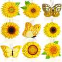 Amyhill 27 Pcs Spring Sunflower Wooden Tree Ornament Set Hanging Butterfly Tree Decoration with Rope Pendant Hanging Tag Wood Cutout Decoration for Home Birthday Party Supplies