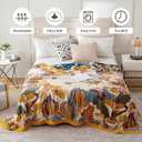 Boho Throw Blanket 100% Cotton Ultra Soft Bed Throw Large Fall Blanket Floral Bird and Butterfly Farmhouse Decor Bed Blankets,60"80" All Season Blankets for Sofa Couch Chair