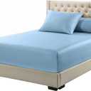 Viscose from Bamboo Fitted Bottom Sheet Only, Split Top King Size (Flex Head), Deep Pocket, Extremely Soft Sheets, Solid Blue