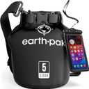 Earth Pak Waterproof Dry Bag - Roll Top Waterproof Backpack Sack Keeps Gear Dry for Kayak with Waterproof Phone Case (5L, Black)