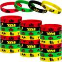 Black History Month Rubber Bracelets Party Favors Pan African American Party Silicone Band Bracelet Party Supplies Rubber Bracelets Bulk Goodie Bag Gifts for Black History Month Party 24 Counts
