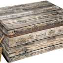 Livememory Decorative Storage Box with Lids, Fabric Storage Box with Lid and Handles for Decorative Storage, L15.7 x W11.8 x H7.9 In(Not Made of Wood) (A1- Brown Printed Wooden Grain)
