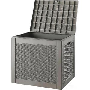 31 Gallon Outdoor Storage Deck Box Waterproof,Garden Tool,Backyard Cushion,Poolside Storage,Small Delivery Boxes for Outside,Lockable Lid,Rattan Grey (Gray)