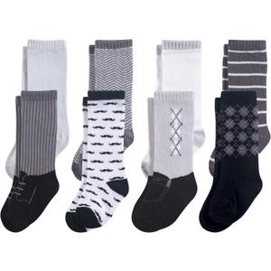 Hudson Baby Baby Girls' Cotton Rich Knee-high Socks (12-24 Months, Black Gentleman)