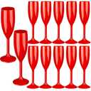 48pcs Red Champagne Flutes,6OZ Acrylic Champagne Glasses Plastic Goblets Wine Mimosa Glasses Wedding Toasting Shatterproof Reusable Vintage Champagne Flute Drinking Cups for Bridal Christmas Party