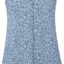 Timeson Women's Chiffon V Neck Sleeveless Blouse Tops Office Work Shirts (Blue, L)