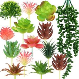 QUOZUO Succulents Plants Artificial, 14pcs Colorful Succulents Plant, Mini Fake Succulents for DIY Crafting Home Garden Office Party