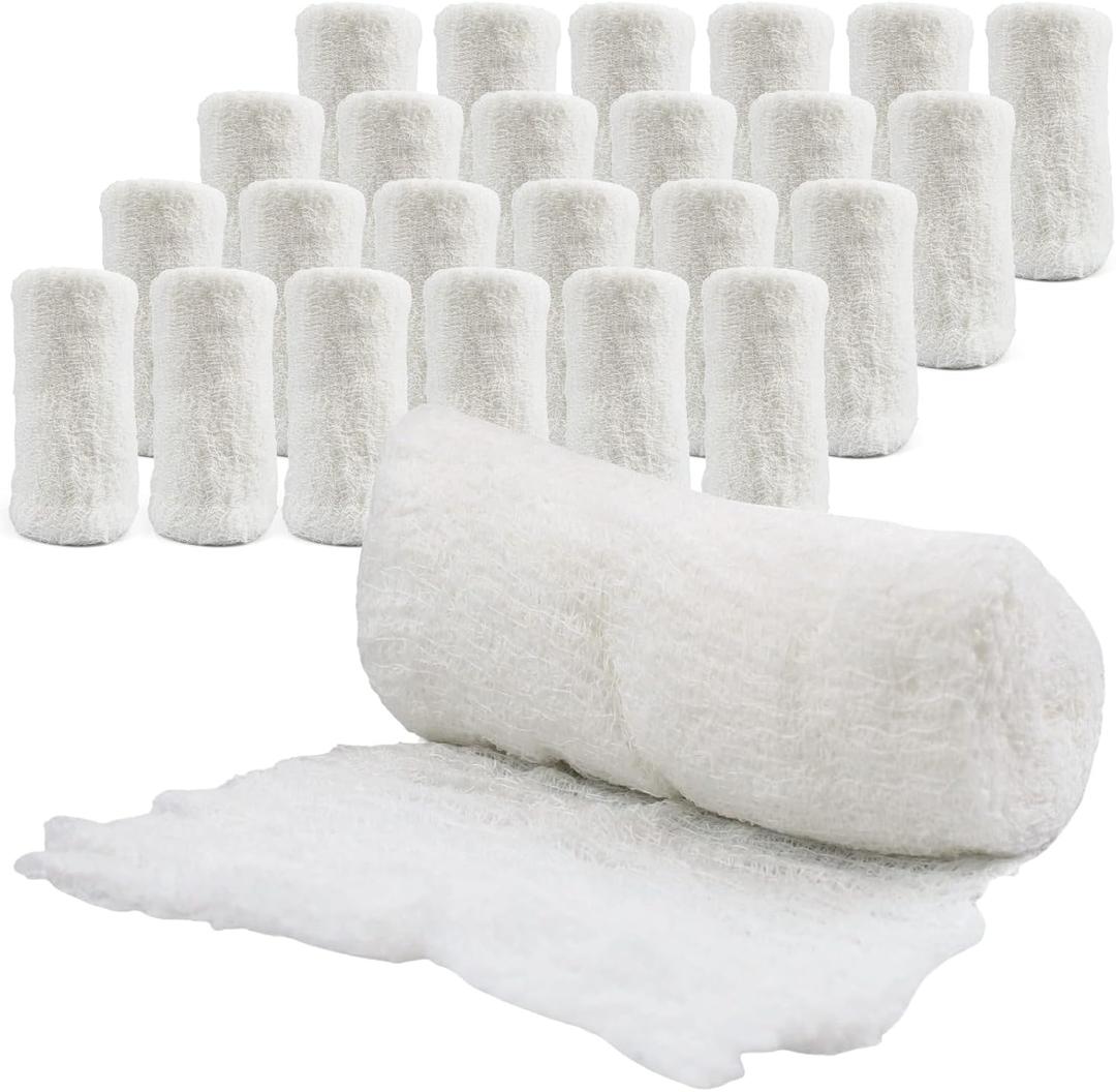 Cotton Gauze Roll-kerlix Gauze Bandage Rolls -24 Rolls -STERILE - 4 Inches X 12 feet -Extra Absorbency - Medical Gauze Bandage -6 ply - Latex Free -Each roll Individual Wrapped-Hospital Grade Quality (24 per Pack)