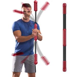 Fitness Bar for Workout,Elastic Exercise Bar, Vibration Weight Stick,Body Physical Therapy,Core Strength Training,Arm Shoulder Stretch At Home Gym. (red)
