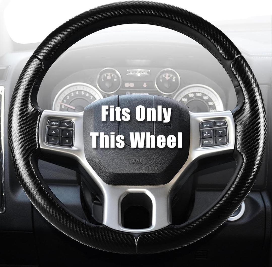 Aimato Customized Steering Wheel Cover for Dodge RAM 1500 2012-2018,RAM 1500 Classic 2019-2023,RAM 2500/3500/4500/5500 2012-2018 Thin,Anti-Slip,Scratch-Resistant Exclusive Car Accessory for RAM