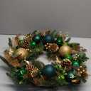 24" Christmas Wreath for Front Door Artificial Christmas Wreaths with Green Ball Ornaments Berries Pine Cones Norfolk Pine Needles Cedar Decor for Home Porch Wall Window Indoor Outdoor Xmas Decoration
