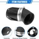 Motorcycle Air Filter, 26/35/42/48mm ID 90x60mm Universal for Motorcycle ATV Durable Aluminum Alloy Black