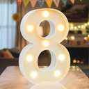 LED Marquee Light Up Numbers Sign - Lighted Birthday Numbers Sign for Birthday Party Decoration, Bar Wall, Home, Table Room, Wedding and Christmas Decorations, Number 8