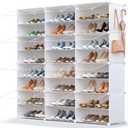 Shoe Storage,48 Pairs Shoe Rack Organizer for Closet Shoe Cabinet with Door Shoe Shelves for Closet,Entryway,Hallway,Bedroom (Frosted Door-White)