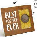 HOIJAUMAI Grandfather Wood Picture Frame Gift, Best Pop-pop Ever Rustic Wooden Photo Frame Father's Day Birthday Gift, Tabletop and Wall Mounting, Display Photo 4x6 Inch