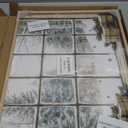 Vintage Christmas Cabin Window Framed Canvas Wall Art 12x16 Inch, Winter Snow Landscape Painting Pine Cones and Gifts Berries Print, Rustic Farmhouse Living Room Bedroom Entryway Holiday Decor