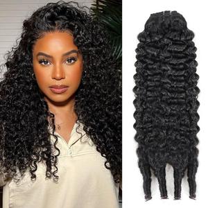 18 inch Burmese Curly Clip ins For Black Women Real Human Hair #1B Natural Color Burmese Curly Clip in Hair Extensions Brazilian Virgin Clip on Hair Daily Wear Easy to Style