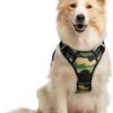 rabbitgoo Dog Harness No Pull with 2 Leash Clips, Adjustable Soft Padded, Reflective Oxford No Choke Pet Vest with Easy Control Handle for Large Dogs, Green Mountain, M