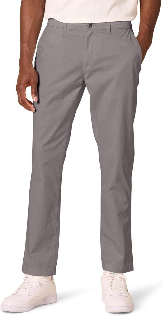 Essentials Men's Athletic-Fit Chino Pants, Grey, 29W x 28L