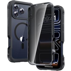 Diaclara Magnetic Designed for iPhone 17 Pro Case 6.3'' [Full Camera Protection] Full Body Bumper,[Compatible with MagSafe] Phone Case w/Built-in Privacy Screen Protector,Black