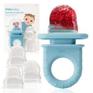 Frida Baby Push Pop Feeder, Baby Fruit Food Feeder to Safely Introduce New Foods, Fresh + Frozen, Silicone, BPA Free, Dishwasher Safe | Blue