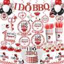 205 Pcs I DO BBQ Decorations - Serves 25 Guests - All-in-One Picnic Party Decorations Kit Includes 350psm Plates, Tablecloths and Toppers, BBQ Themed Party Supplies