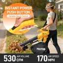 PULITUO 3 in 1 Electric Leaf Blower Vacuum Mulcher with Bag, 530CFM & 170MPH Leaf Vacuum Corded Blowers for Lawn Care, 15:1 Powerful Leaf Mulcher with Shoulder Strap (Yellow)