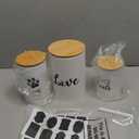 Tioncy Dog Treat Container Set of 3 with Bamboo Lids and Spoon Airtight Metal Dog Treat Jars with DIY Labels Pen Large Pet Cookie Snack Food Storage Container for Kitchen Counter(White)