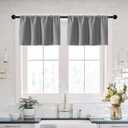 XTMYI Silver/Light Grey Window Valances for Living Room Bedroom,Waterproof Room Darkening Heat Light Blocking Blackout Kitchen Curtains and Valances Set of 2 Pack,30 x 16 Inches Long,Gray (30"W x 16"L (Pack of 2))