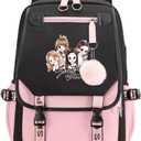 USB Black Backpack Pink Shut Down Korean Casual Backpack Daypack Laptop Bag College Bag ( B1 )