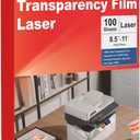 Laser Transparency Film,100 Sheets Overhead Projector Film for Laser Jet Printer,Letter Size 8.5x11"Color Transparent Paper for OHP Copier Photo Transparent Film,Office and School Supplies