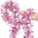 33FT Valentines Heart Tinsel Garland, Pink Metallic Twist Foil Tinsel Garland with Heart Ornament Hanging Garland for Valentines Wedding Birthday Party Indoor Outdoor Decoration