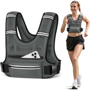 Weighted Vests for Women Men, 8 lb Weighted Vest with Storage Pockets, Rucking Vest with Reflective Stripe, Adjustable Straps Weight Vest for Running, Walking, Workout, Training