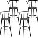 VECELO Bar Stools Set of 4, Swivel Counter Barstools with Backrest, Bar Height Chairs for Dining Room, Kitchen Island, Pub, Easy Assembly, Grey