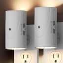 2 x Modern LED Night Light Plug into Wall, Dusk to Dawn Sensor, Adjustable Brightness (0-100LM), Soft White 3000K, Dimmable Night Lights for Bedroom, Hallway, Stairway, Bathroom, Nursery, 2 Pack, White