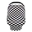 TANOFAR Car Seat Cover for Baby, Multi-Use Cover Carseat Canopy, High Stretchy & Breathable Infant Carseat Cover, Shower Gifts for Unisex Boys and Girls (Black Checkered)