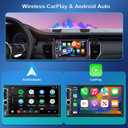 7" Double Din Car Stereo with Wireless Apple CarPlay,Car Radio Build-in Bluetooth 5.2,IPS Touchscreen 1024x600,FM Radio,Backup Camera,Dual USB,Type-C Fast Charging,GPS Navigation,Subwoofer,Car Play