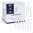 Candle Charisma 100 White Spell Candles - 4" Unscented Paraffin Chime Candles, Smokeless & Dripless, Colored Candles, 1.5 Hours Burn Time 0.4" Thick Taper Candles for Rituals, and Parties