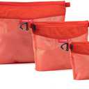 Pack Of 3 Pcs Water-resistant Material Zipper Pouch Set, Mesh Zipper Bags for Storage, Travel, Office (Orange)