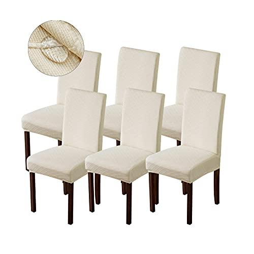 Genina Waterproof Chair Covers for Dining Room Dining Chair Covers Kitchen Parsons Chair Cover (Beige, 6 PCS)