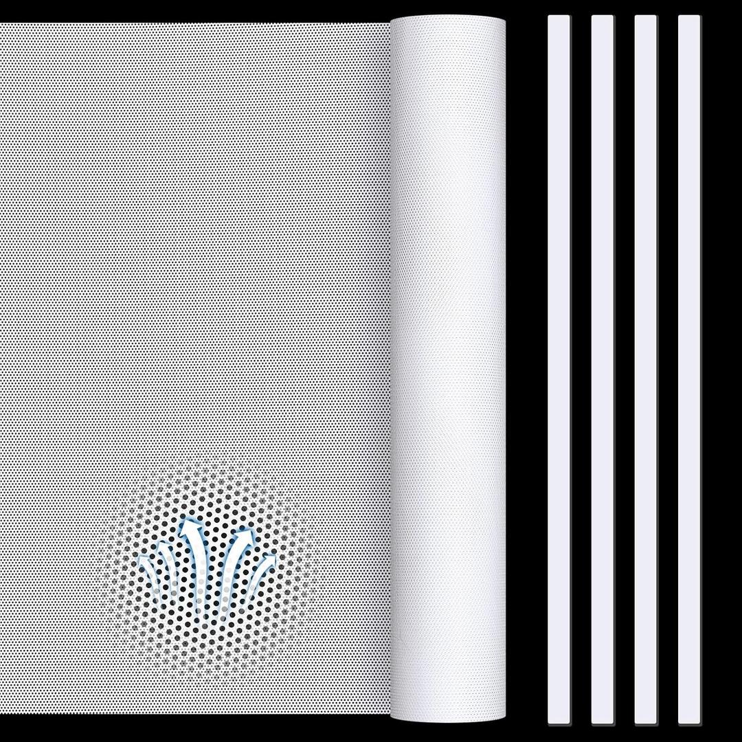 Woanger 2 Pcs 1000 x 300 mm DIY PC Case Dust Filter 0.5 mm High Airflow Hole PC Fan Mesh Filter Air Vent Covers PVC Dustproof Cover with 8 Magnetic Strip for Computer Chassis Speaker and More, White