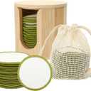 16PCS Reusable Cotton Pads Makeup Remover Face Cotton, Bamboo Storage Box Soft Facial Round, Washable Laundry Zero Waste Cleansing Wipes Storage Bamboo Box Bag Holder for Skin Care Gifts Exfoliating