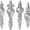 DN DECONATION Mercury Glass Finial Christmas Ornaments, Large Hanging Teardrop Ornament, Shiny Ball Ornaments for Xmas Tree, Winter Wedding, Party, Holiday Home (2-Pieces, Silver) (Set of 2)