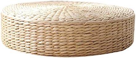 Floor Pillow Eco-Friendly Round Straw Cushion Hand Woven Tatami Floor Mat Yoga Tea Ceremony Meditation Pad (45x45x10cm)