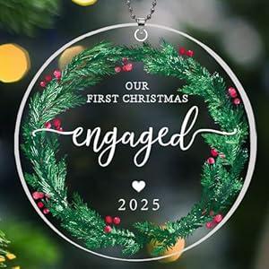 Engagement Ornament 2025, Our First Christmas Engaged Ornament, Engagement Gifts for Couples, Bride to Be, Women, Fiance, Her, Just Engaged Decorations